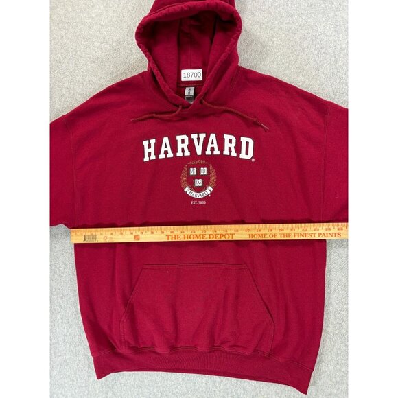 Harvard University‎ Crimson Gildan Campus Hoodie Sweatshirt (Men's XL) Maroon - Picture 8 of 12